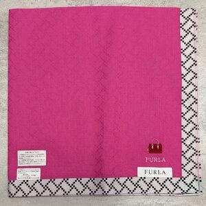 Furla Hot Pink Logo Border Scarf
